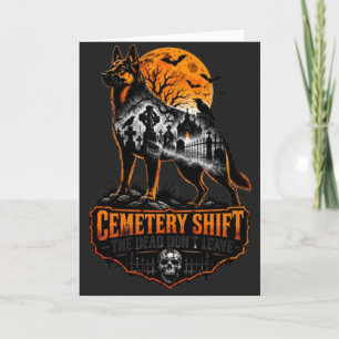 Tarjeta Turno de Cementerio Pastor Alemán Halloween Gótico