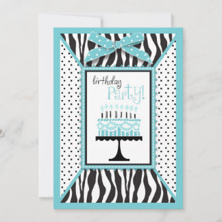 Tarjeta Turq de invitación a torta de cumpleaños s