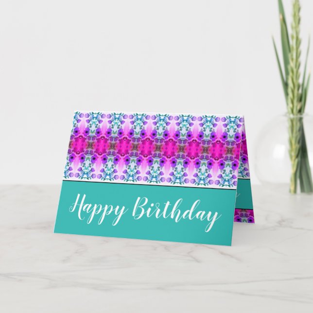 Tarjeta Turquesa con morado y rosa (Anverso)