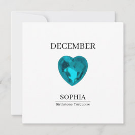 Tarjeta Turquesa Nombre de Cumpleaños Piedra de Nacimiento
