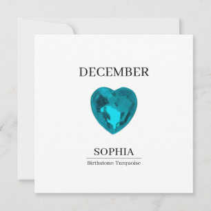 Tarjeta Turquesa Nombre de Cumpleaños Piedra de Nacimiento