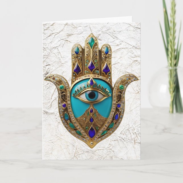 Tarjeta Turquesa Ojo de la Mente Hamsa (Anverso)