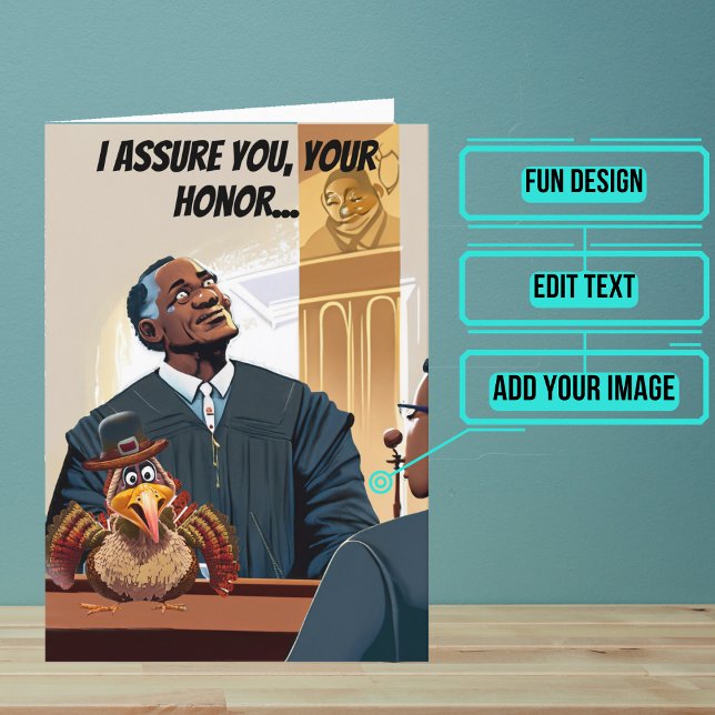 Tarjeta Turquía como un día de Acción de Gracias divertida (Share your gratitude this year with a Thanksgiving greeting card using a fun and funny design.)