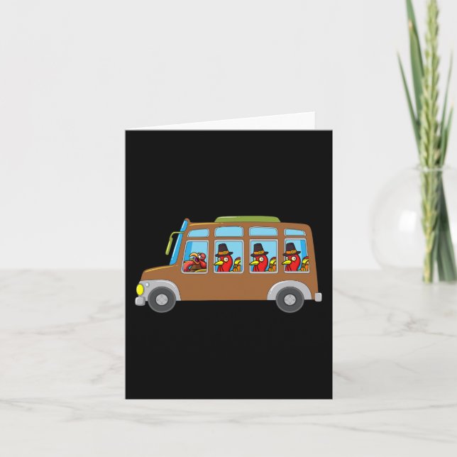 Tarjeta Turquía monta autobús escolar Día de Acción de Gra (Anverso)