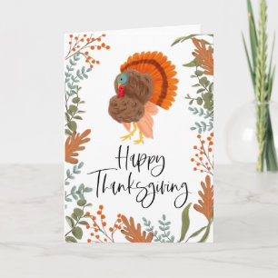 Tarjeta Turquía y follaje rusos - Feliz Día de Acción de G