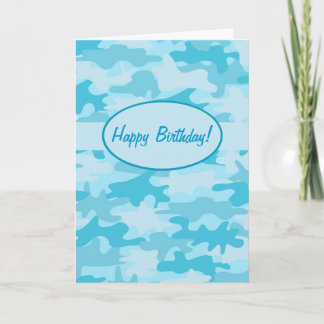 Tarjeta Turquoise Camo Camouflage Feliz cumpleaños Persona