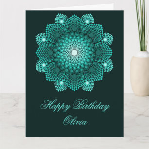Tarjeta Turquoise Dot Mandala Feliz cumpleaños