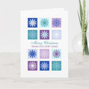 Tarjeta Turquoise Purple Snow New Address Navidade