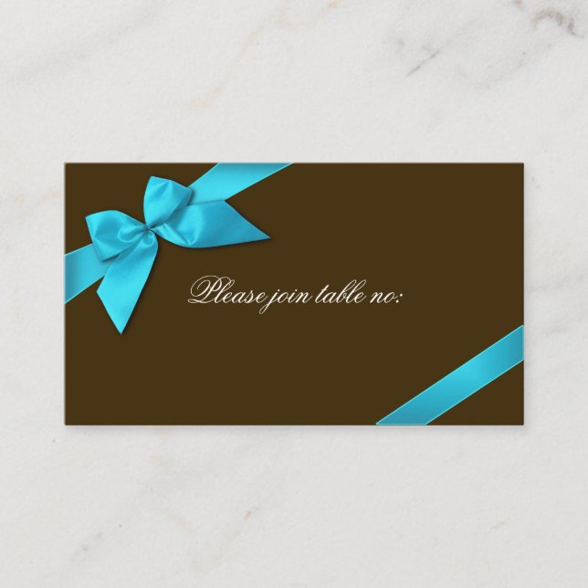 Tarjeta Turquoise Ribbon Guest Table Place (Anverso)