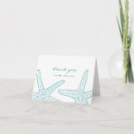 Tarjeta Turquoise Starfish<br><div class="desc">Bonitas tarjetas de agradecimiento impresas que se pueden personalizar para tu ocasión especial. Visita la tienda Origami Prints para ver las invitaciones y otros productos que coincidan con este diseño.</div>