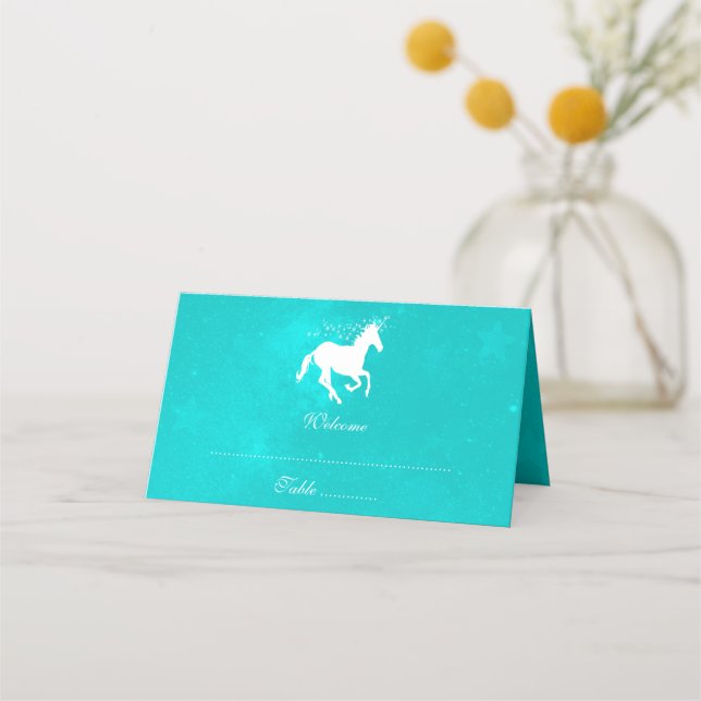 Tarjeta Turquoise Unicornio en la recepción (Anverso)