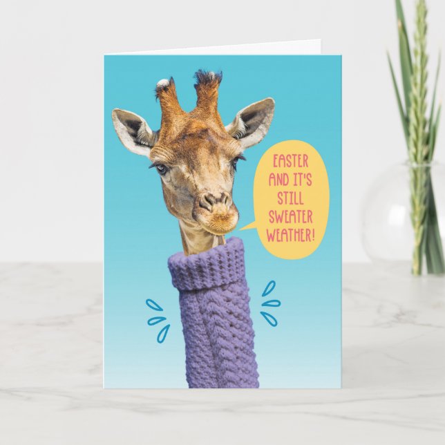 Tarjeta Turtleneck Sweater Giraffe-Easter Sweet Weather (Anverso)