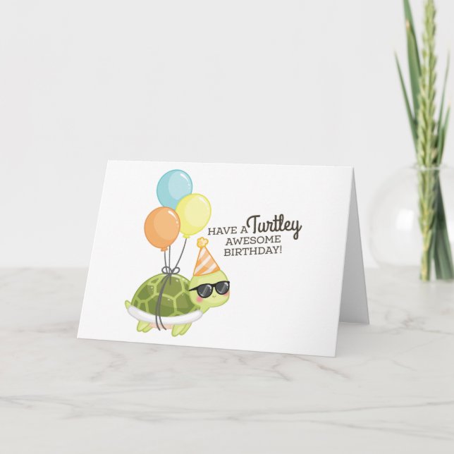 Tarjeta Turtley Awesome Birthday (Anverso)