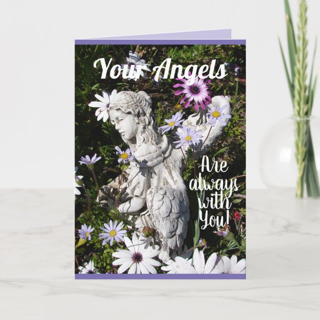 Tarjeta Tus ángeles siempre están con tu flor floral (Anverso)