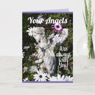 Tarjeta Tus ángeles siempre están con tu flor floral 