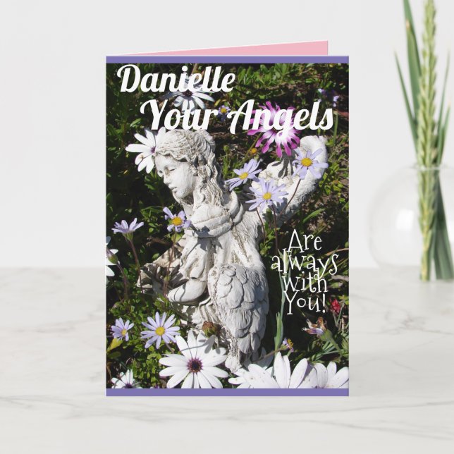 Tarjeta Tus ángeles siempre están con tu flor floral (Anverso)