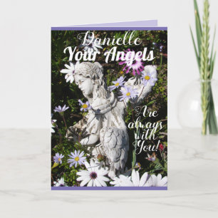 Tarjeta Tus ángeles siempre están con tu flor floral