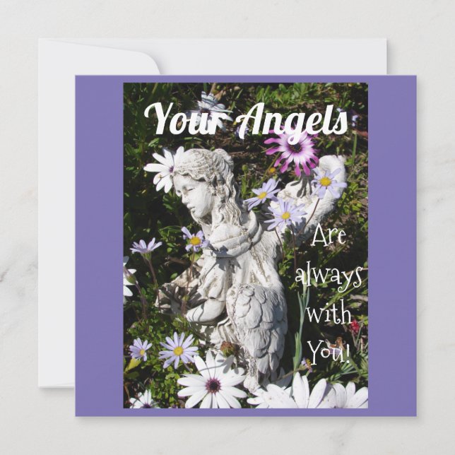 Tarjeta Tus ángeles siempre están con tu floral plana de á (Anverso)