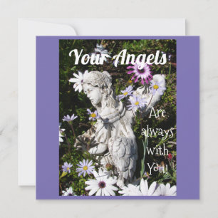Tarjeta Tus ángeles siempre están con tu floral plana de á