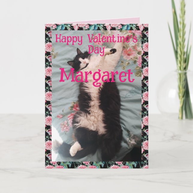Tarjeta Tuxedo Cat Cute Funny Valentines Day Happy Dance (Anverso)