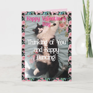 Tarjeta Tuxedo Cat Cute Funny Valentines Day Happy Dance
