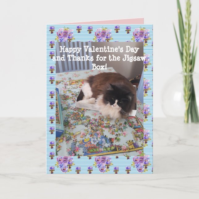 Tarjeta Tuxedo Cat Funny Jigsaw Cats Valentines Day (Anverso)