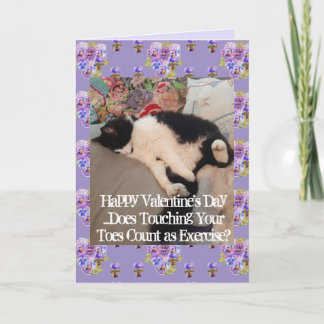 Tarjeta Tuxedo Cat Funny Touching Toes Valentines Day