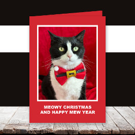 Tarjeta Tuxedo Cat Meowy Christmas Card