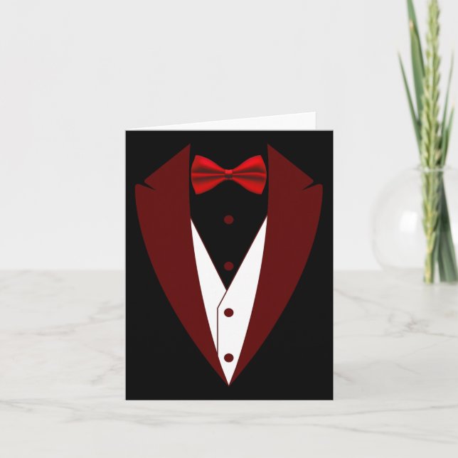 Tarjeta Tuxedo Con Bow Tie Funny - Halloween Groom Costum (Anverso)