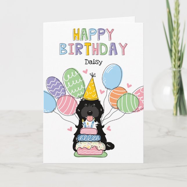 Tarjeta Tuxedo negro Cockapoo Cavapoo Perro feliz cumpleañ (Anverso)
