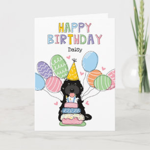 Tarjeta Tuxedo negro Cockapoo Cavapoo Perro feliz cumpleañ