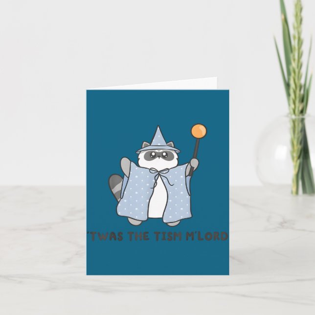 Tarjeta T'was The Tism M'lord Funny Raccoon Autism Meme Me (Anverso)