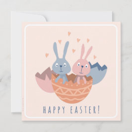 Tarjeta Twee paashaasjes in een eierdop.