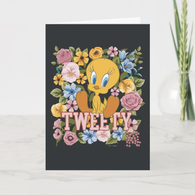 Tarjeta TWEETY™ Gráfico de Bordado Floral (Anverso)
