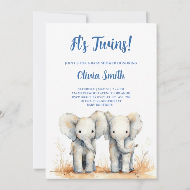 Tarjeta Twin Baby Shower Invitation – Double the Joy Baby  (Anverso)