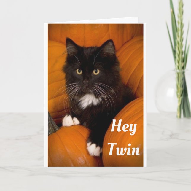TARJETA **TWIN** CUTE "GATO NEGRO" PARA TI "CUMPLEAÑOS FEL (Anverso)