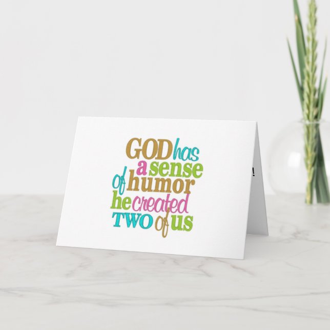 TARJETA TWIN=DIOS/MAMÁ TUVO UN SENTIDO DE HUMOR=FELIZ CUMP (Anverso)