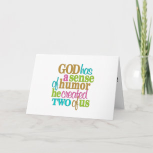 TARJETA TWIN=DIOS/MAMÁ TUVO UN SENTIDO DE HUMOR=FELIZ CUMP