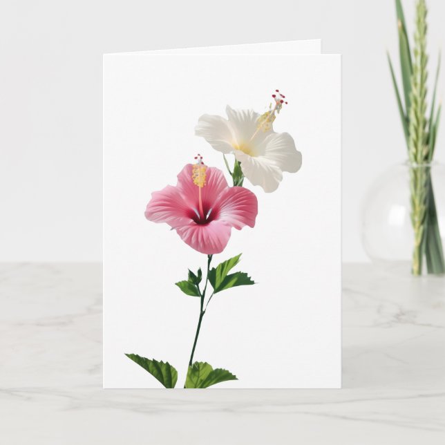 Tarjeta Twin Hibiscus Elegance Blush & Ivory Bloom Harmony (Anverso)