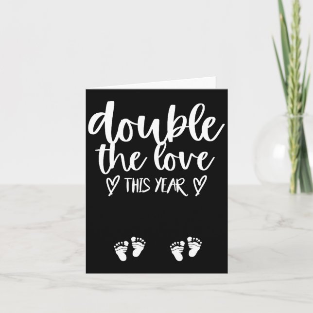 Tarjeta Twin Pregnancy Valentines Day Baby Announcement  (Anverso)