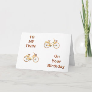 TARJETA TWIN TIENE RECUERDOS DE BICICLETAS PARA EL CUMPLEA