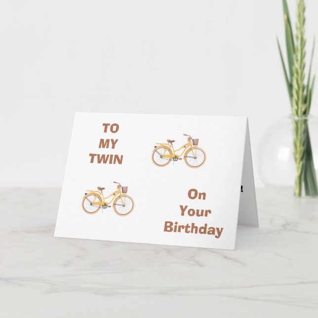 TARJETA TWIN TIENE RECUERDOS DE BICICLETAS PARA EL CUMPLEA (Anverso)