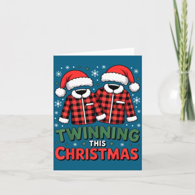 Tarjeta Twinning This Christmas Matching Family Holiday  (Anverso)