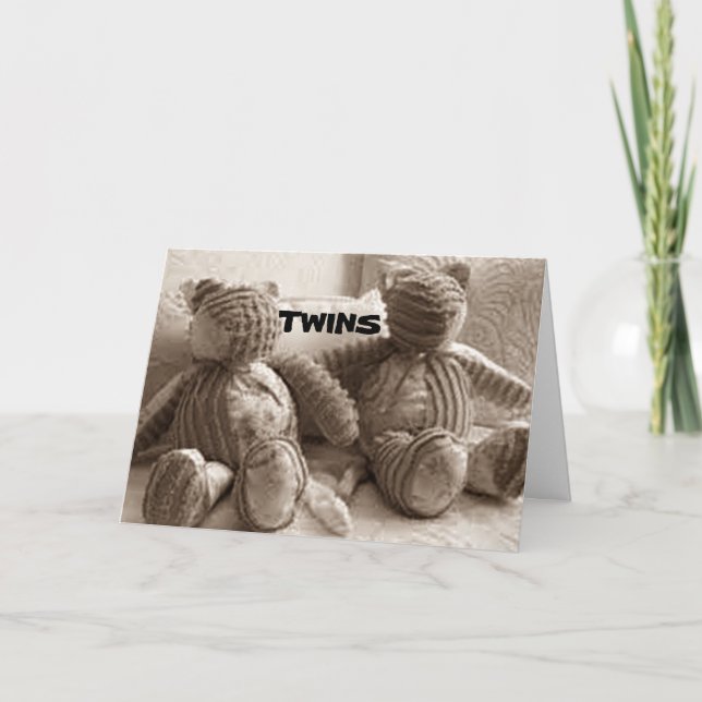 TARJETA TWINS NACIMIENTO DOBLE DIVERSIÓN, ALEGRÍA Y CONGRA (Anverso)