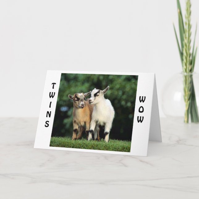 TARJETA TWINS=WOW=FELICITACIONES DICE QUE LAS CABRAS HABLA (Anverso)