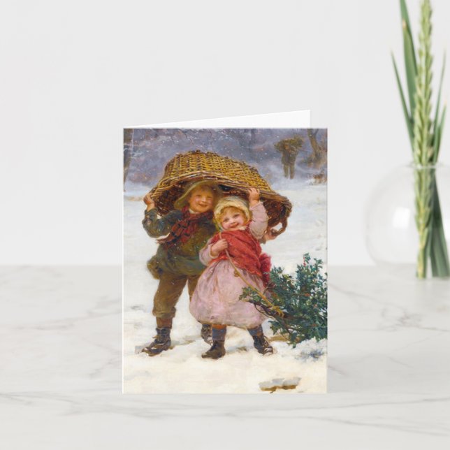 Tarjeta Two children in the snow by Frederick Morgan (Anverso)