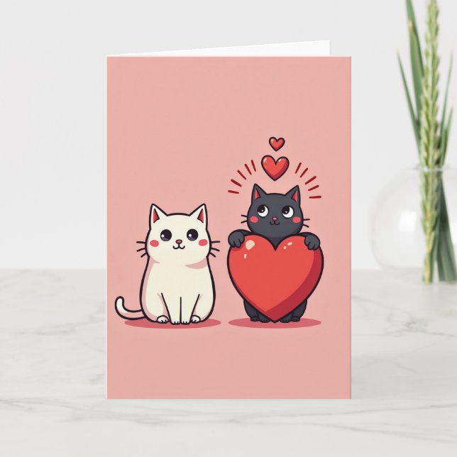 Tarjeta Two Cute Cats Love Card (Anverso)