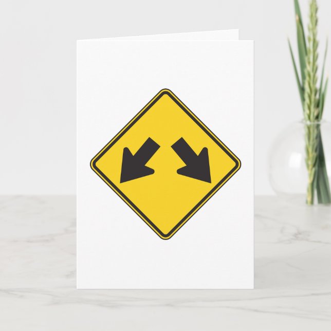Tarjeta Two Downward Arrows Warning Road Sign (Anverso)