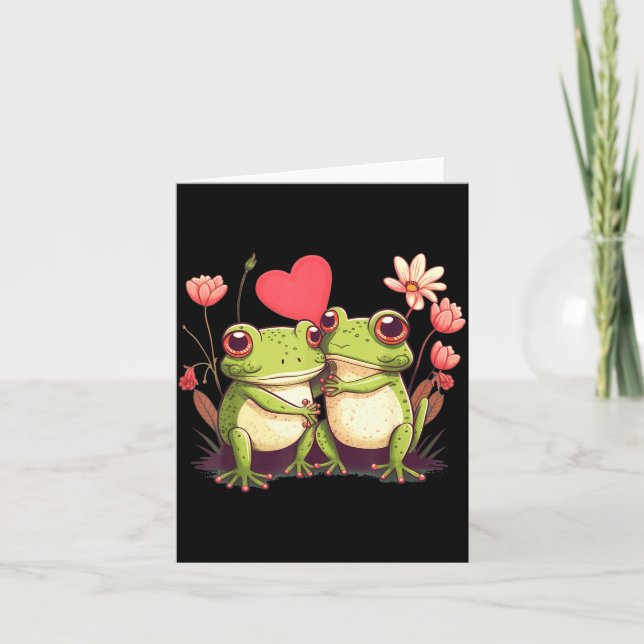 Tarjeta Two Frogs Valentines Day Love On Couple Frog  (Anverso)