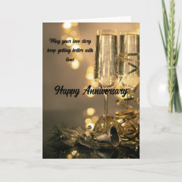Tarjeta Two Glasses, One Love – Lovely Anniversary Card